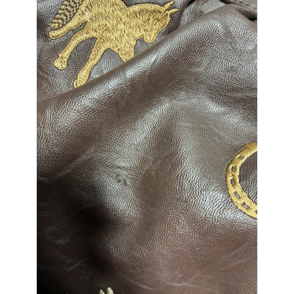 Braciano Purse Brown Faux Leather Embroidered Horses Western Vintage Bag *flaws - Picture 12 of 16